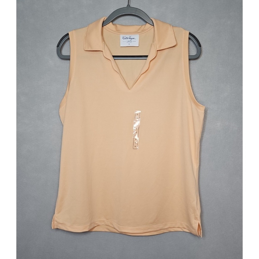 Walter‎ Hagen Womens Peach Sleeveless V Neck Golf Polo Size XL NWOT